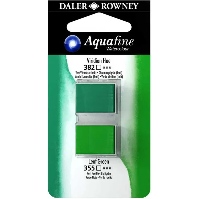 Daler Rowney Aquafine 1/2 Tablet Sulu Boya 2li Set VIRIDIAN HUE / LEAF GREEN