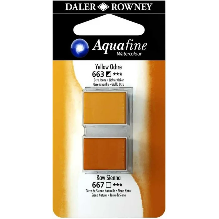 Daler Rowney Aquafine 1/2 Tablet Sulu Boya 2li Set YELLOW OCHRE / RAW SIENNA