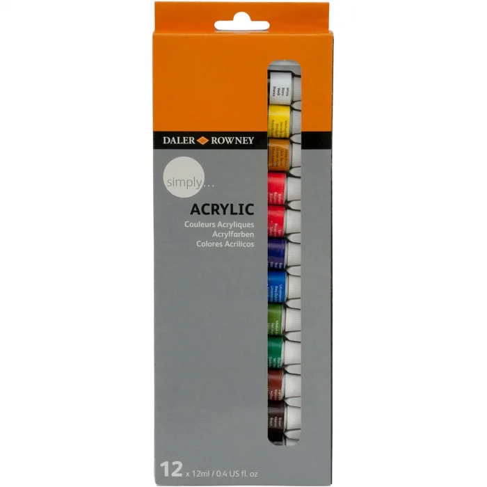 Daler Rowney Simply Akrilik Boya Seti 12 Renk x 12 ml..