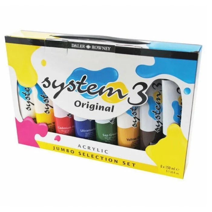 Daler Rowney System 3 Akrilik Boya Seti Jumbo Selection 8 Renk x 150 ml.