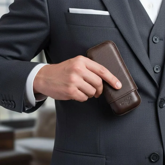 Davidoff Leaf Deri Puro Kılıfı Robusto Kahve 2li 56 Ring