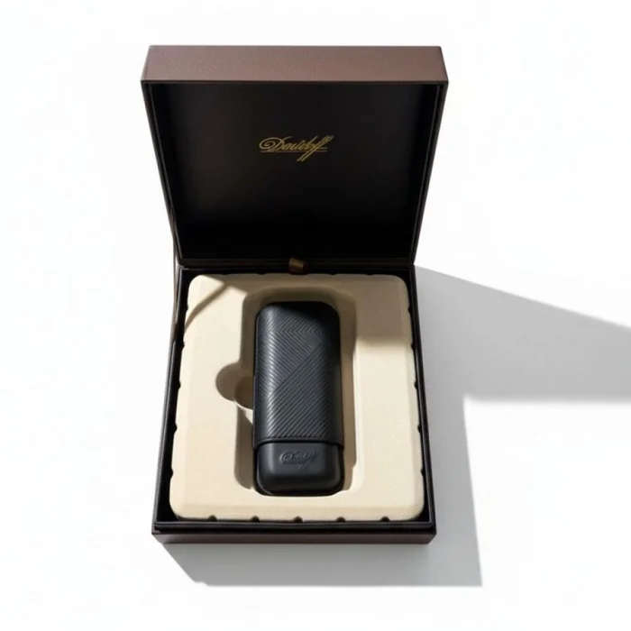 Davidoff Leaf Deri Puro Kılıfı Robusto Siyah 2li 56 Ring