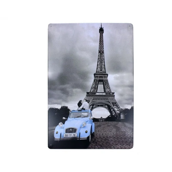 Dekoratif Vintage Metal Pano Eifell Citroen 20x30