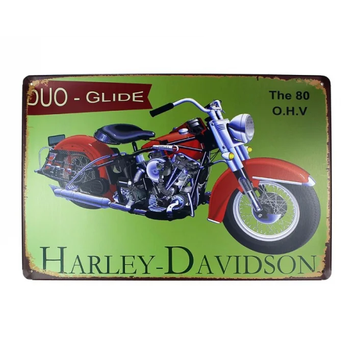 Dekoratif Vintage Metal Pano Harley Motor 20x30