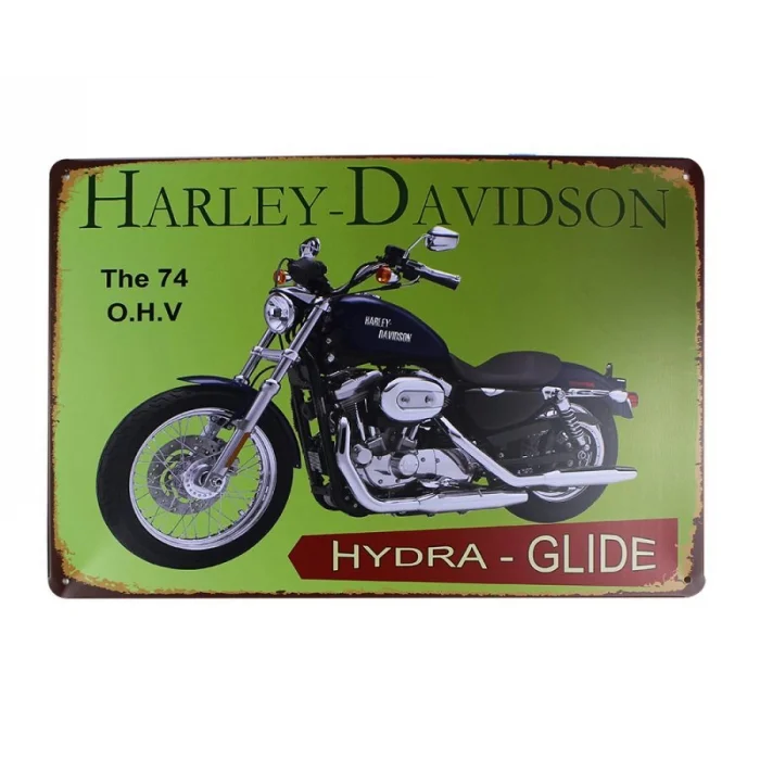 Dekoratif Vintage Metal Pano Harley Motor 20x30