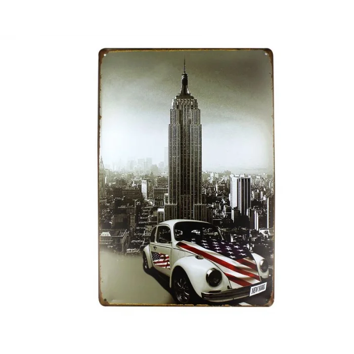 Dekoratif Vintage Metal Pano WTC Newyork 20x30