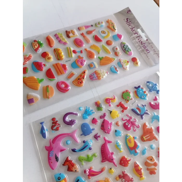 Deniz ve Pizza 3D Kabartmalı Sticker Çıkartma seti