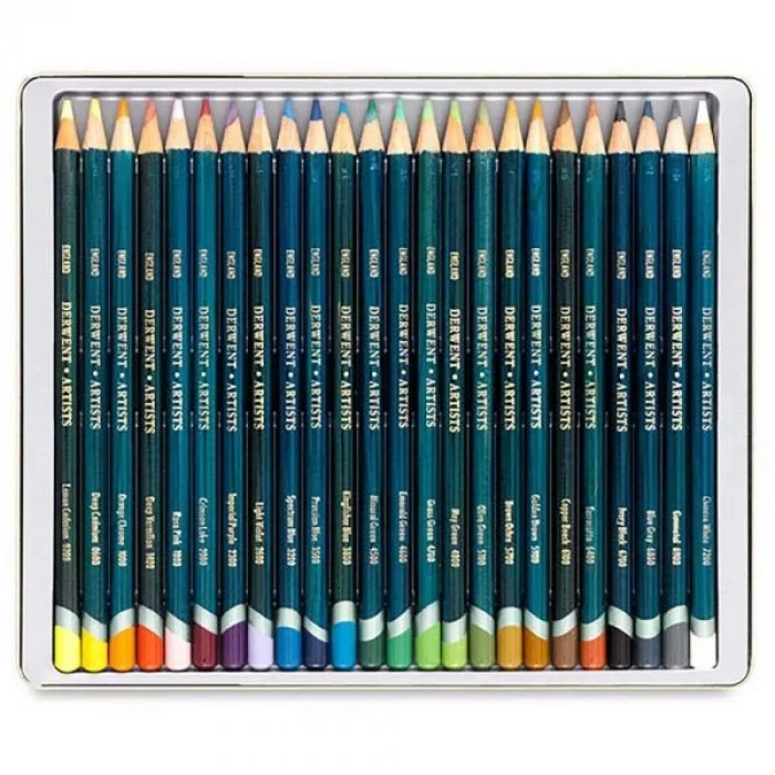 Derwent Artists Pencils Kuru Boya Kalemi Seti 24lü Teneke Kutu