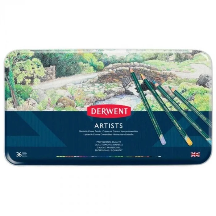 Derwent Artists Pencils Kuru Boya Kalemi Seti 36lı Teneke Kutu