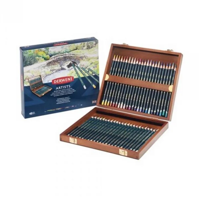 Derwent Artists Pencils Kuru Boya Kalemi Seti 48li Ahşap Kutu