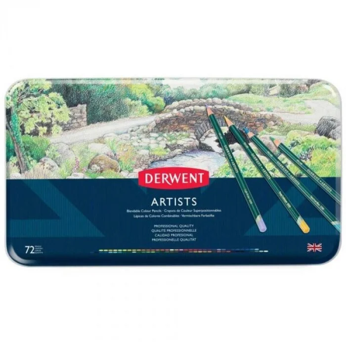 Derwent Artists Pencils Kuru Boya Kalemi Seti 72&prime;li Teneke Kutu