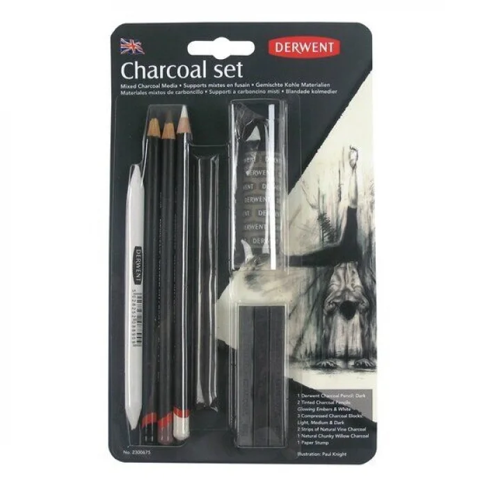 Derwent Charcoal Set Füzen Karakalem Eskiz Çizim Seti 10lu