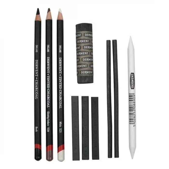 Derwent Charcoal Set Füzen Karakalem Eskiz Çizim Seti 10lu