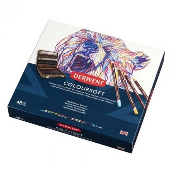 Derwent Coloursoft Pencils Yumuşak Kuru Boya Kalemi Seti 48li Ahşap Kutu