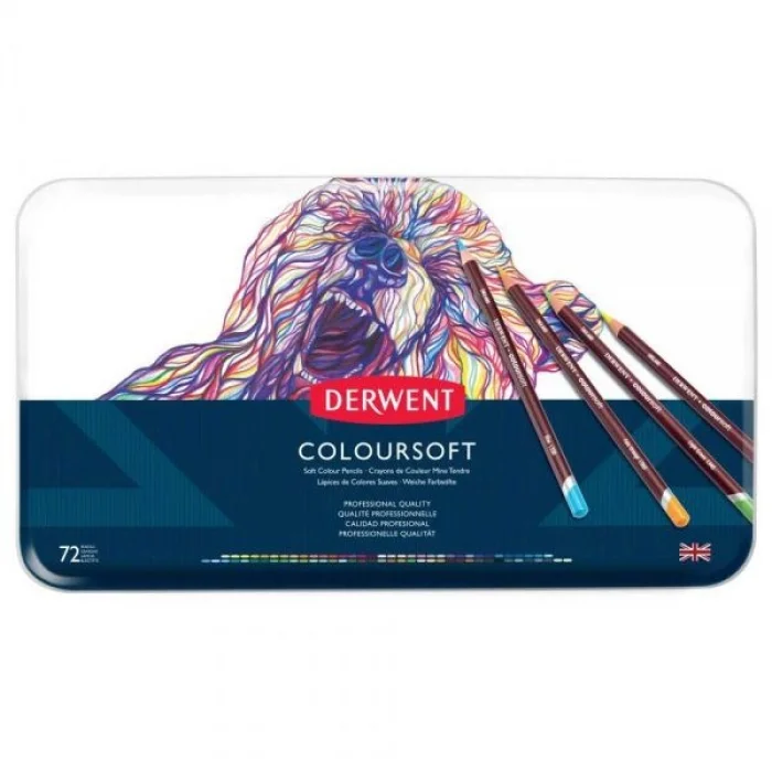 Derwent Coloursoft Pencils Yumuşak Kuru Boya Kalemi Seti 72li Teneke Kutu