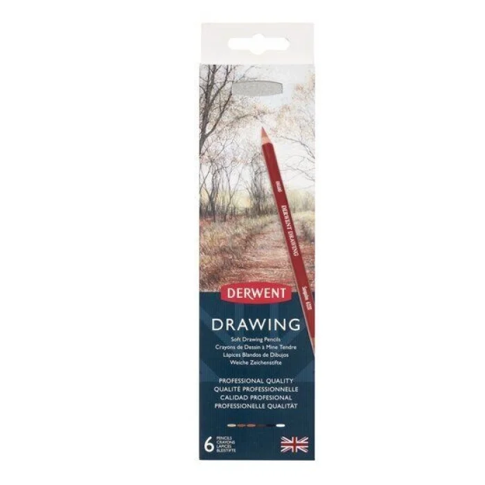 Derwent Drawing Pencils Renkli Çizim Kalemi Seti 6lı Teneke Kutu + Kalemtraş