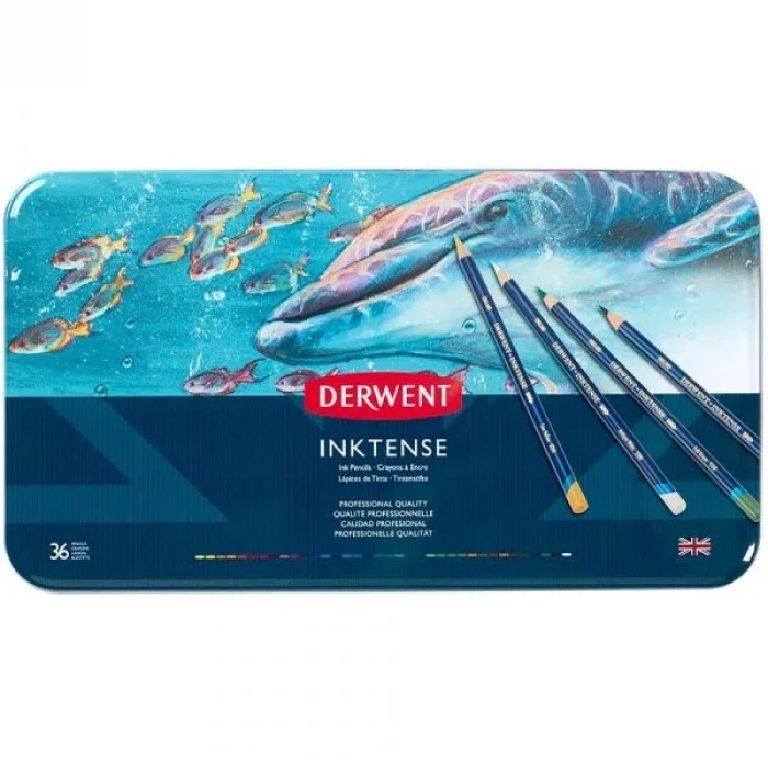 Derwent Inktense Mürekkep Etkili Aquarell Boya Kalemi Seti 36lı Teneke Kutu