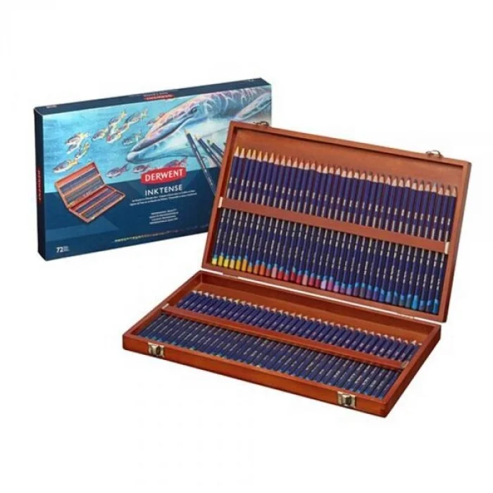 Derwent Inktense Mürekkep Etkili Aquarell Boya Kalemi Seti 72li Ahşap Kutu