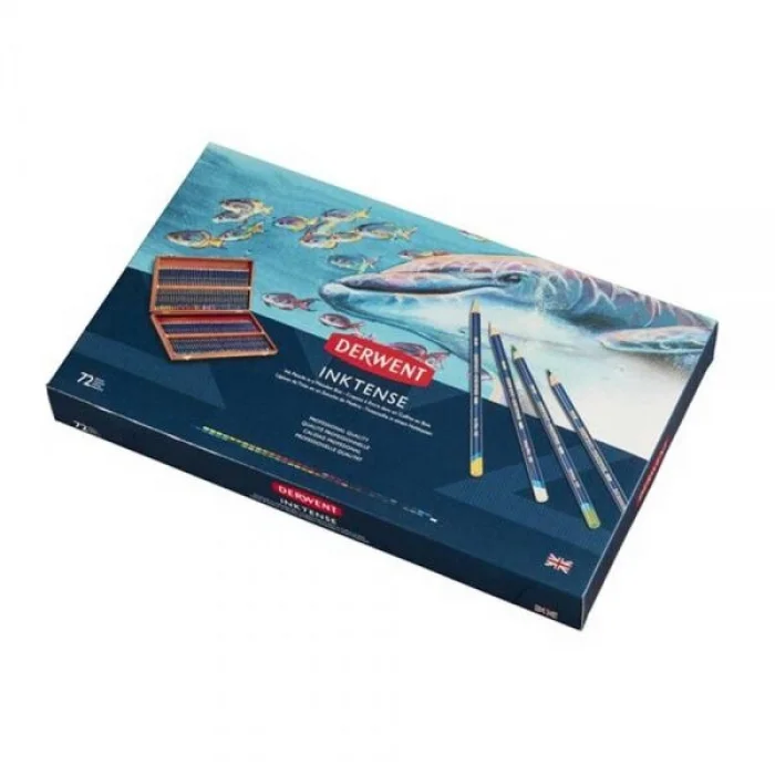 Derwent Inktense Mürekkep Etkili Aquarell Boya Kalemi Seti 72li Ahşap Kutu