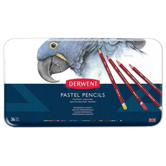 Derwent Pastel Pencil Teneke Kutu Pastel Boya Kalem Seti 36 Renk