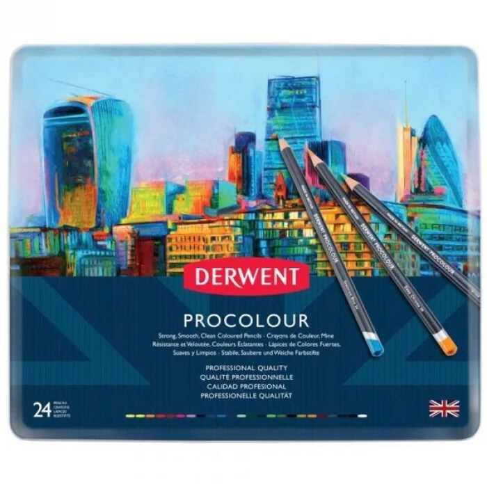 Derwent Procolour Kuru Boya Kalemi Seti 24lü Teneke Kutu