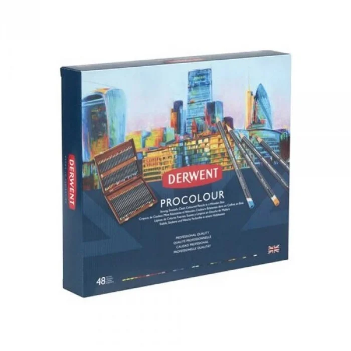 Derwent Procolour Kuru Boya Kalemi Seti 48li Ahşap Kutu
