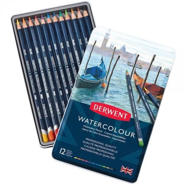Derwent Watercolour Pencil Sulu Boya Kalemi Seti 12&prime;li Teneke Kutu