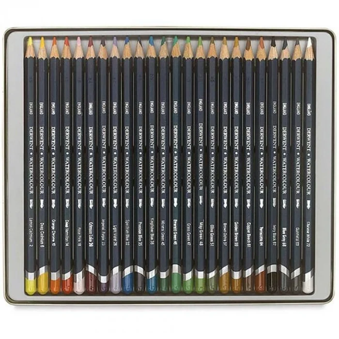 Derwent Watercolour Pencil Sulu Boya Kalemi Seti 24&prime;lü Teneke Kutu