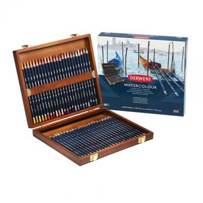 Derwent Watercolour Pencil Sulu Boya Kalemi Seti 48&prime;li Ahşap Kutu
