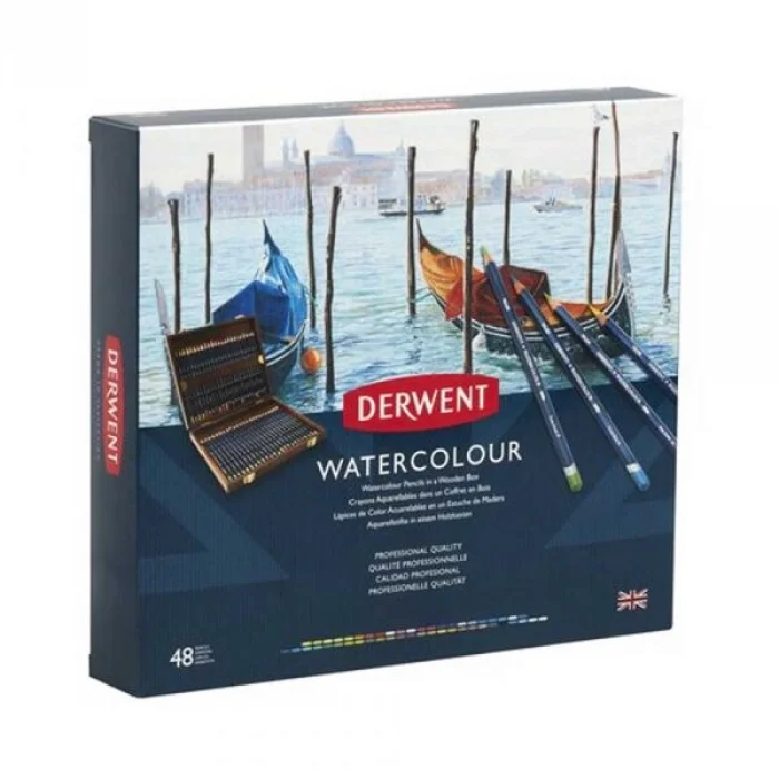 Derwent Watercolour Pencil Sulu Boya Kalemi Seti 48&prime;li Ahşap Kutu