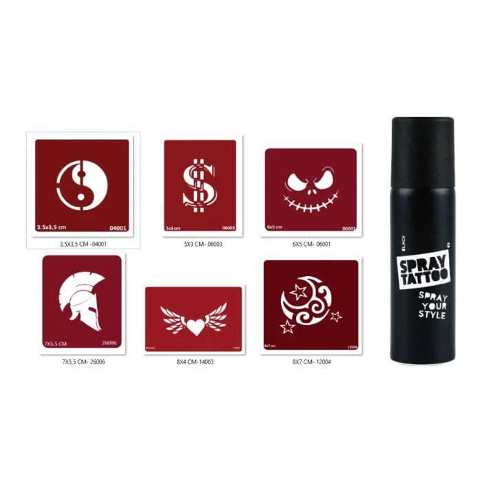 Dolar Ve Ying Yang Geçici Sprey Dövme Seti Spray Tatto