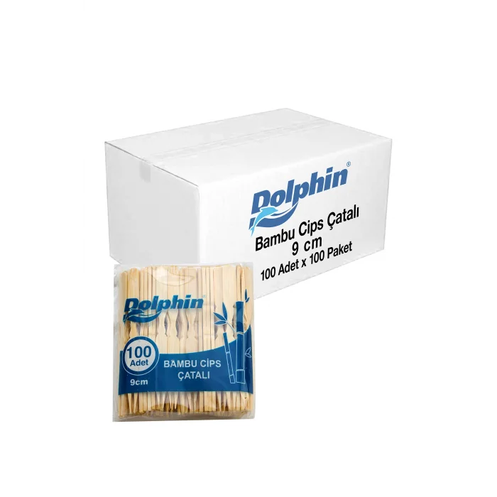 Dolphin Bambu Cips Çatalı 9cm 100lü x 100 Paket (Koli)