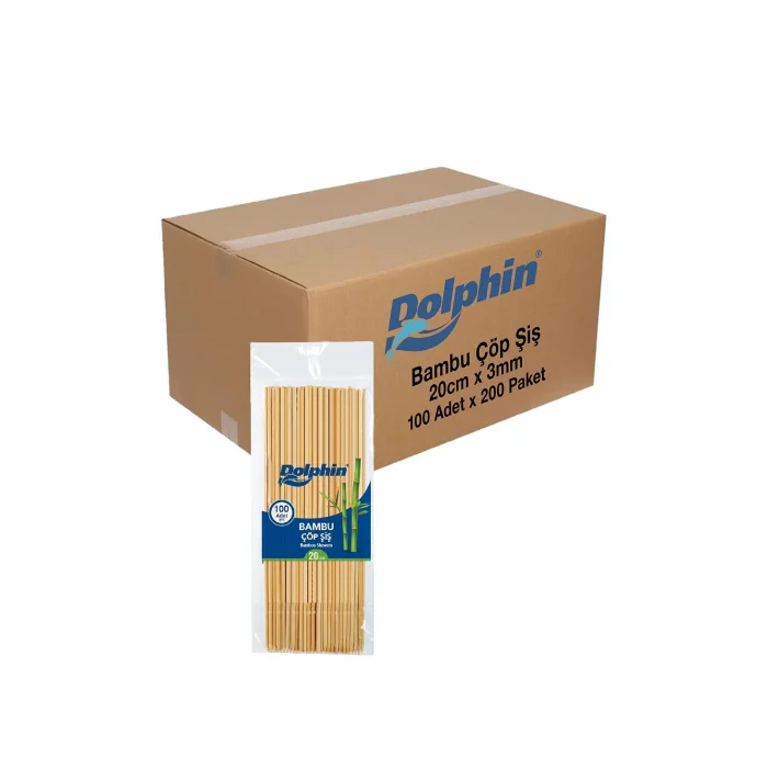Dolphin Bambu Çöp Şiş 20 cm x 3 mm 100 Adet x 200 Paket (Koli)