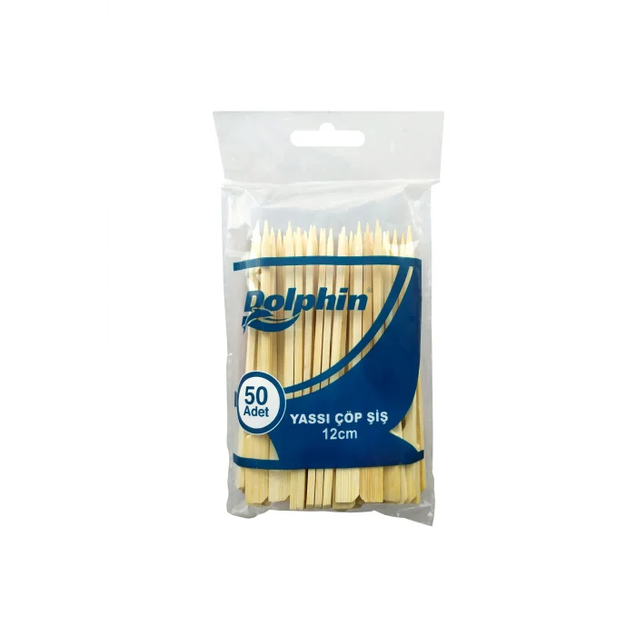 Dolphin Bambu Yassı Çöp Şiş 12 cm 50 Adet x 100 Paket (Koli)