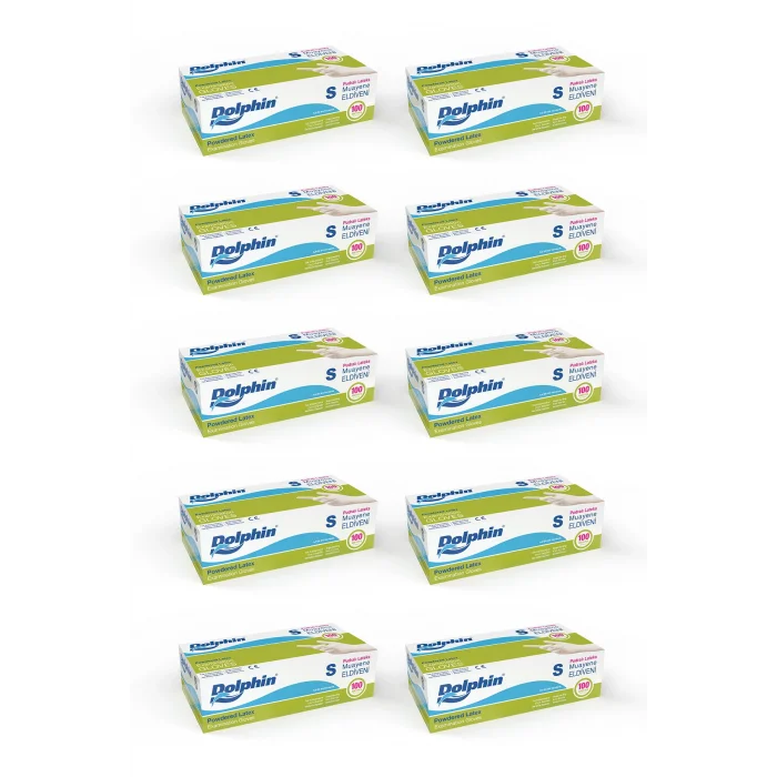 Dolphin Beyaz Lateks Eldiven Pudralı S 100 Adet x 10 Paket