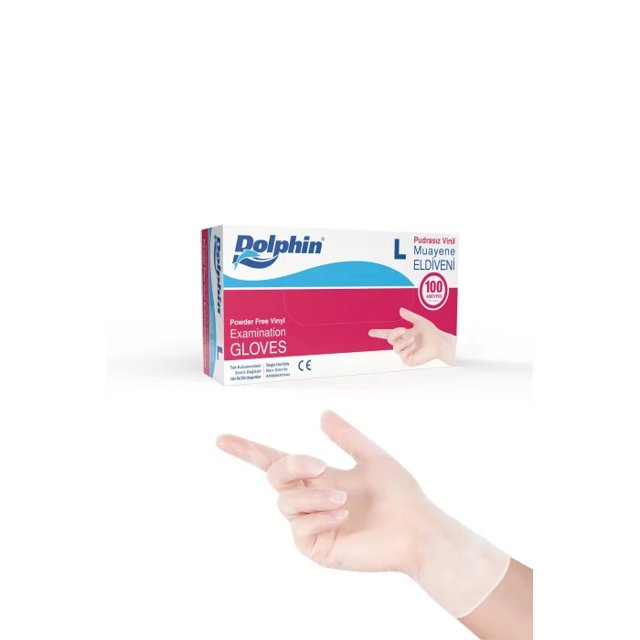 Dolphin Beyaz Vinil Eldiveni Pudrasız L 100 Adet
