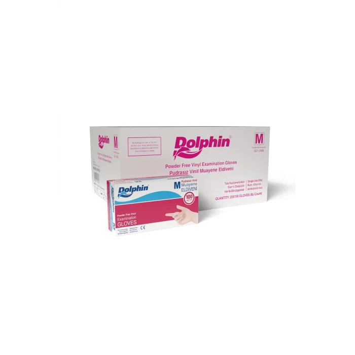 Dolphin Beyaz Vinil Eldiveni Pudrasız M 100 Adet x 20 Paket - Koli