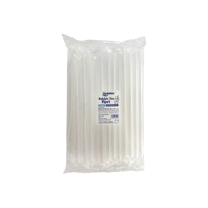 Dolphin Jelatinli Bubble Tea Şeffaf Pipet 12 mm * 22 cm 50 Adet