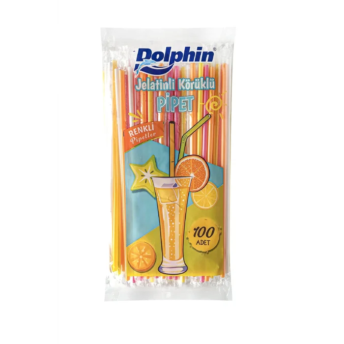 Dolphin Jelatinli Körüklü Pipet 5mm x 23,5 cm 100 Adet