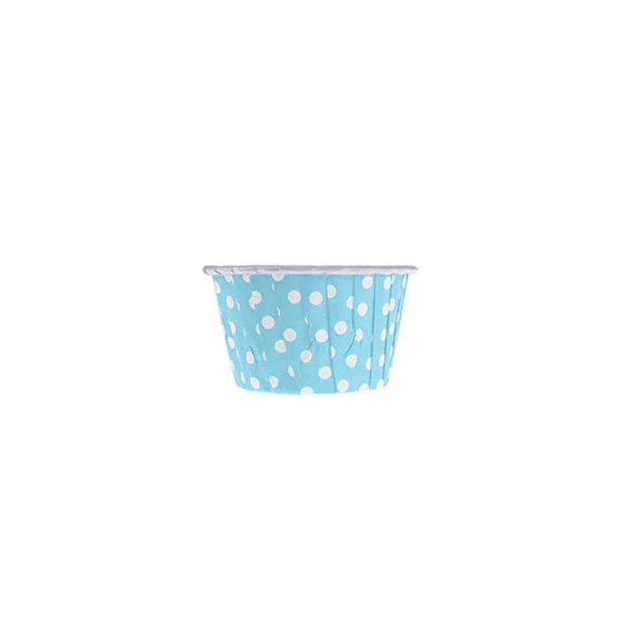 Roll-up Muffin Kek Kapsülü Açık Mavi Puantiyeli 50 Adet