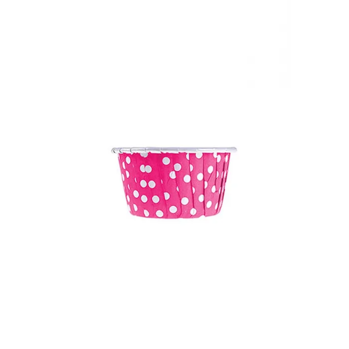 Roll-up Muffin Kek Kapsülü Fuşya Puantiyeli 50 Adet