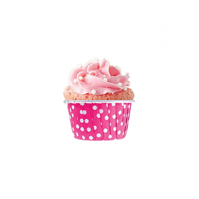 Roll-up Muffin Kek Kapsülü Fuşya Puantiyeli 50 Adet