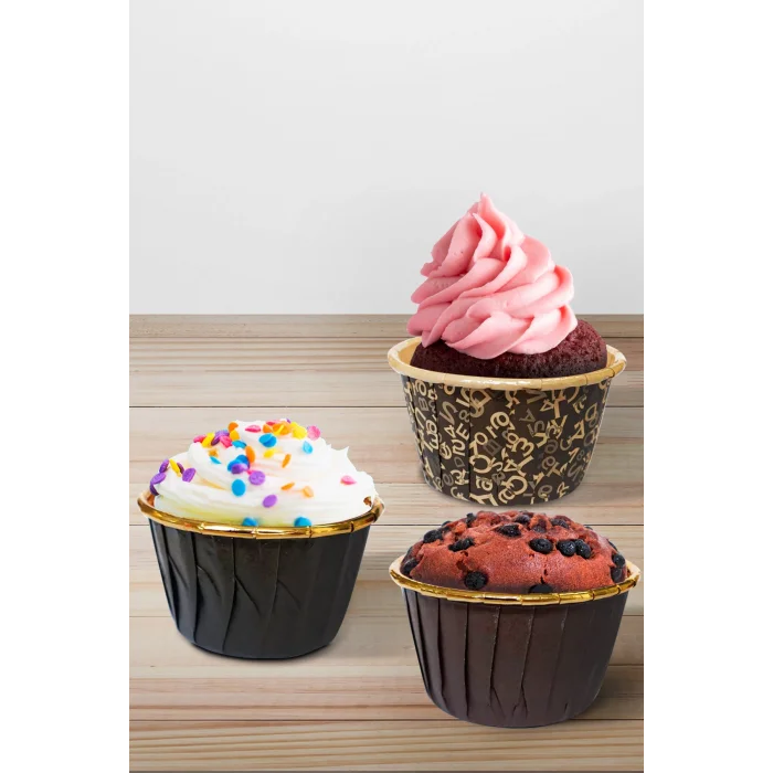 Roll-up Muffin Kek Kapsülü Kahverengi-Altın 25 Adet