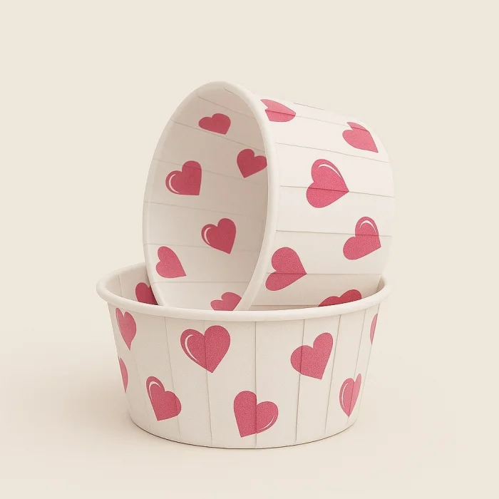 Roll-up Muffin Kek Kapsülü Kalp Puantiyeli 50 Adet