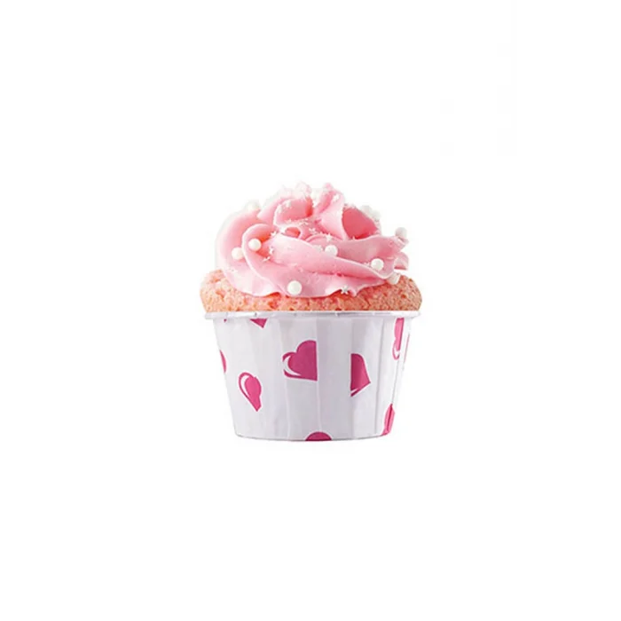 Roll-up Muffin Kek Kapsülü Kalp Puantiyeli 50 Adet
