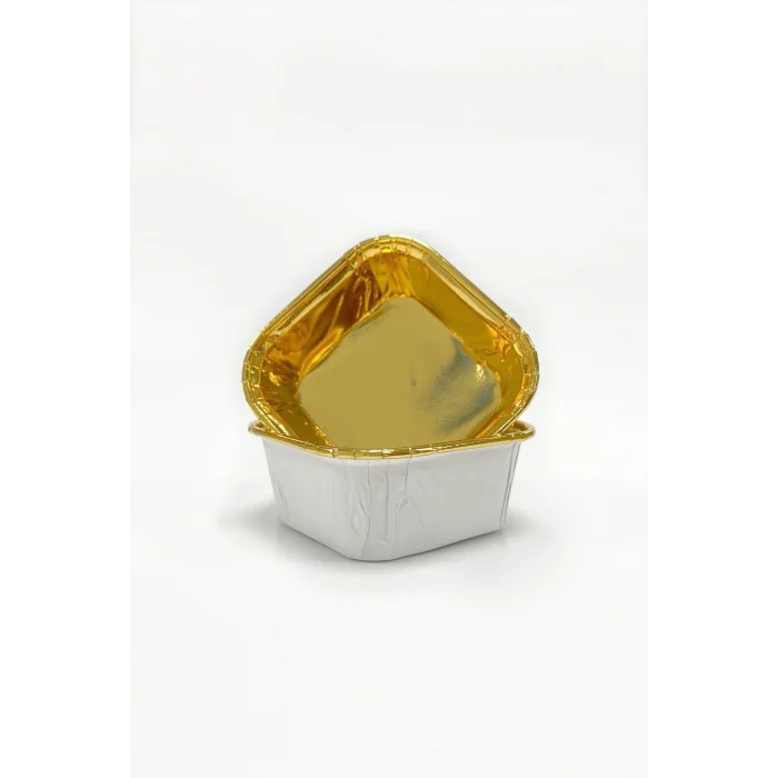 Dolphin Muffin Kek Kapsülü Kare Beyaz-Altın 25 Adet