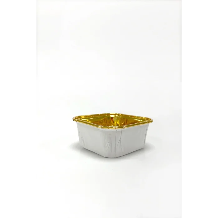 Dolphin Muffin Kek Kapsülü Kare Beyaz-Altın 25 Adet