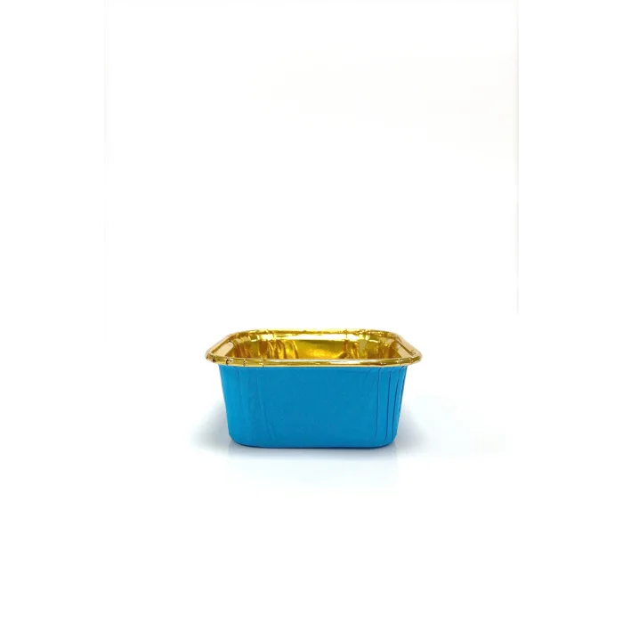 Dolphin Muffin Kek Kapsülü Kare Mavi-Altın 25 Adet
