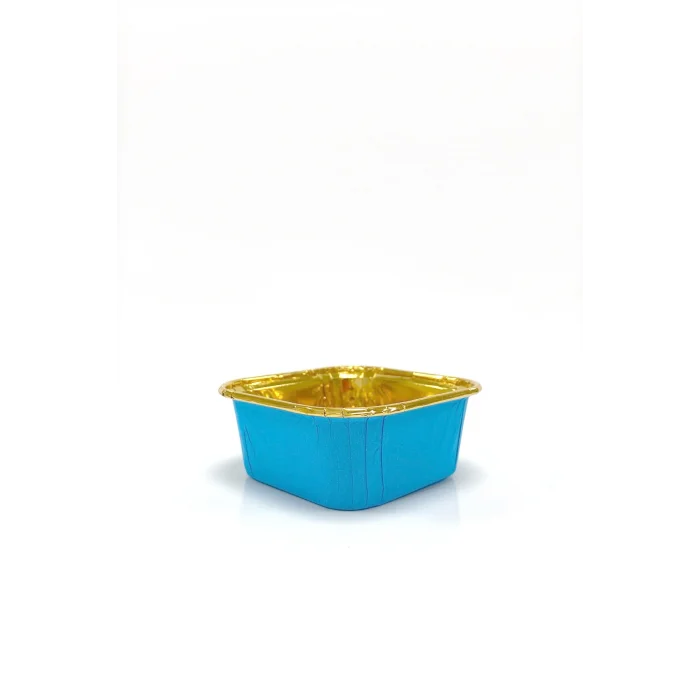 Dolphin Muffin Kek Kapsülü Kare Mavi-Altın 25 Adet