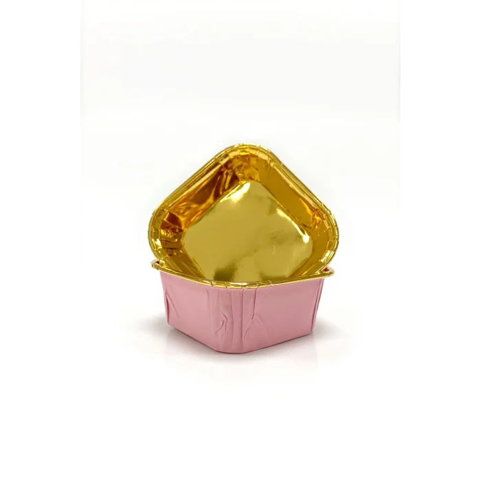 Dolphin Muffin Kare Pembe-Altın Kek Kapsülü 25 Adet